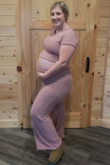 Mauve Short Sleeve Pant Maternity Lounge Set