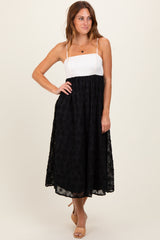 Black Colorblock Lace Maternity Maxi Dress