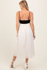 Cream Colorblock Lace Maternity Maxi Dress