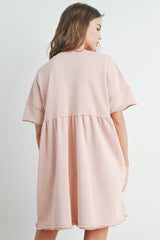 Mauve Washed French Terry Short Sleeve Dress