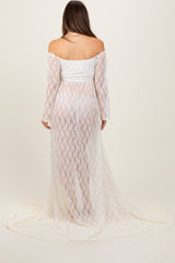 Ivory Lace Off Shoulder Maternity Photoshoot Gown/Dress