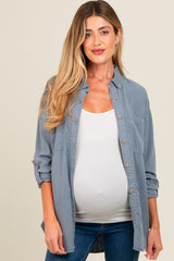 Blue Button Down Maternity Top