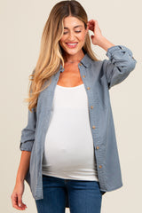 Blue Button Down Maternity Top