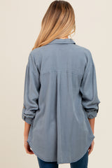 Blue Button Down Maternity Top