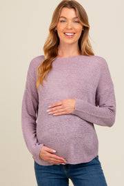 Lavender Contrast Knit Panel Maternity Sweater