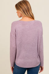 Lavender Contrast Knit Panel Maternity Sweater