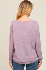 Lavender Contrast Knit Panel Sweater