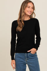 Black Basic Soft Knit Maternity Sweater