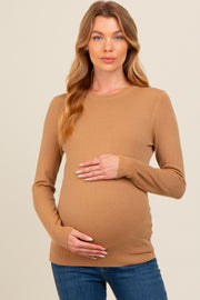 Camel Basic Soft Knit Maternity Sweater