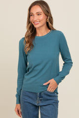 Teal Basic Soft Knit Maternity Sweater