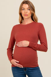 Rust Basic Soft Knit Maternity Sweater