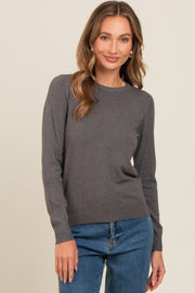 Charcoal Grey Basic Soft Knit Sweater