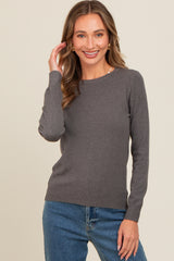 Charcoal Grey Basic Soft Knit Sweater