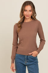 Mocha Basic Soft Knit Maternity Sweater