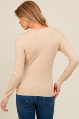 Beige Basic Soft Knit Maternity Sweater