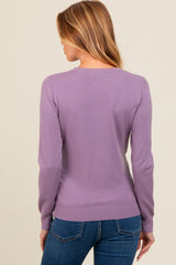 Purple Basic Soft Knit Maternity Sweater