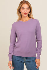 Purple Basic Soft Knit Maternity Sweater