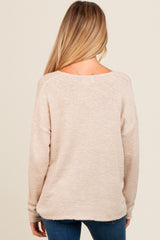 Cream V-Neck Basic Maternity Sweater