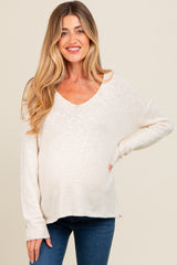 Ivory V-Neck Basic Maternity Sweater