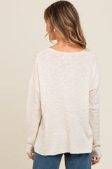 Ivory V-Neck Basic Sweater