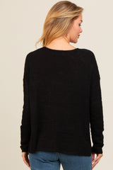 Black V-Neck Basic Sweater