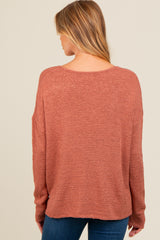 Rust V-Neck Basic Maternity Sweater