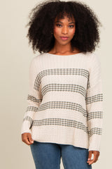 Forest Green Striped Waffle Knit Maternity Sweater