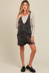 Charcoal Denim Scoop Neck Maternity Short Overall