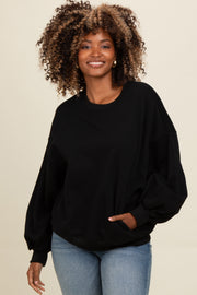 Black Oversized Balloon Sleeve Sweatshirt