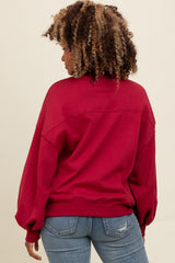 Burgundy Oversized Balloon Sleeve Sweatshirt