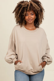 Light Taupe Oversized Balloon Sleeve Sweatshirt