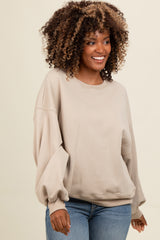 Light Taupe Oversized Balloon Sleeve Sweatshirt