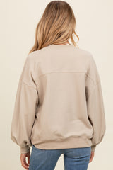 Light Taupe Oversized Balloon Sleeve Maternity Sweatshirt