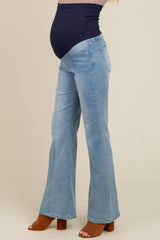 Light Blue Middle Seam Kick Flare Maternity Jeans