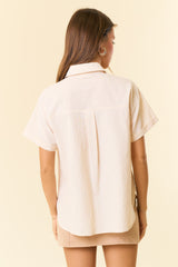 Butter Pin Stripe Short Sleeve Utility Button-Down