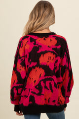 Fuchsia Abstract Fuzzy Knit Maternity Sweater