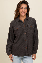 Black Checker Plaid Button Down Maternity Shirt