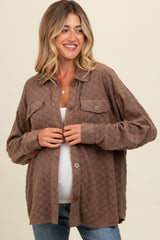 Brown Checker Plaid Button Down Maternity Shirt