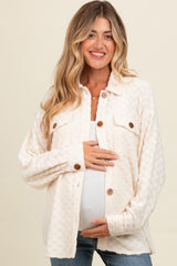 Ivory Checker Plaid Button Down Maternity Shirt