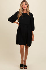 Black Knit Ruffle Trim Maternity Dress