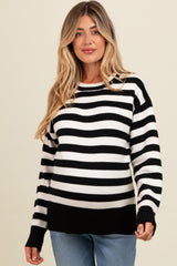 Black Striped Basic Maternity Sweater