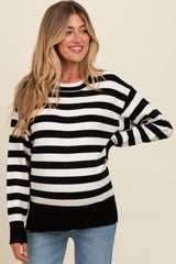 Black Striped Basic Maternity Sweater