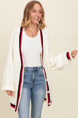 Ivory Contrast Border Open Cardigan