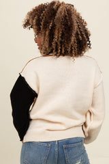 Brown Colorblock Sleeve Sweater