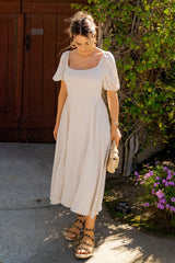 Natural Linen Midi Dress