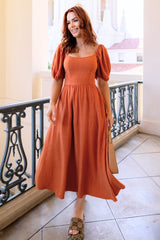 Spice Linen Midi Dress