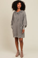 Grey Mineral Wash Hoodie Dress