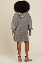 Grey Mineral Wash Hoodie Dress