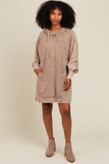 Mocha Mineral Wash Hoodie Dress