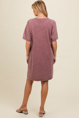 Mauve Rhinestone Mineral Washed Maternity T-Shirt Dress